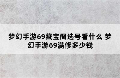 梦幻手游69藏宝阁选号看什么 梦幻手游69满修多少钱